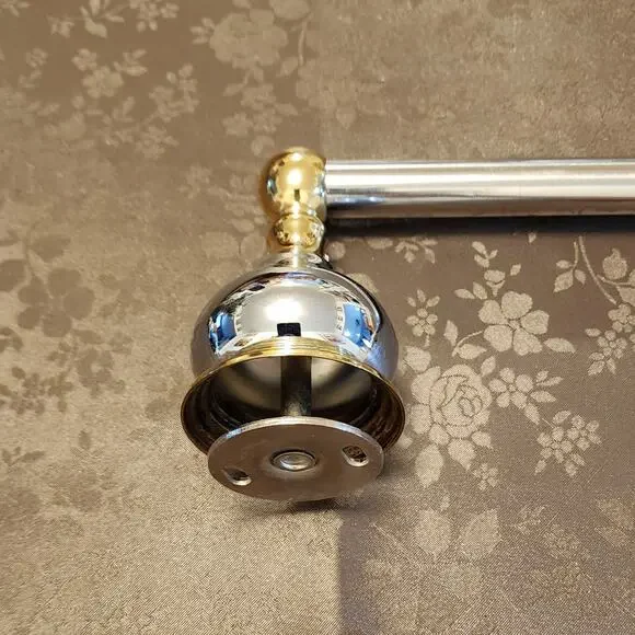 Two-Tone Chrome Brass Polished Decorative Round Wall Mount Towel Rod - Picture 5 of 8